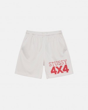 Beige Stussy 4X4 Mesh Short Men's Shorts Jakarta | Indonesia SOX-4895