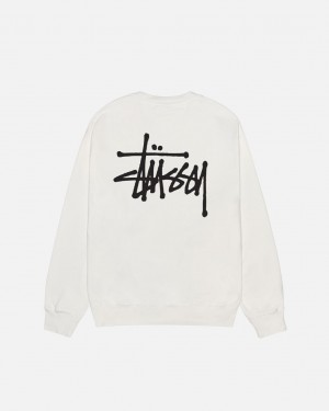 Beige Stussy Basic Stüssy Pigment Dyed Crew Women's Sweatshirts Jakarta | Indonesia NNO-8621