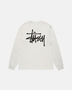 Beige Stussy Basic Stussy LS Tee Pigment Dyed Men's Tees Jakarta | Indonesia GNY-1787