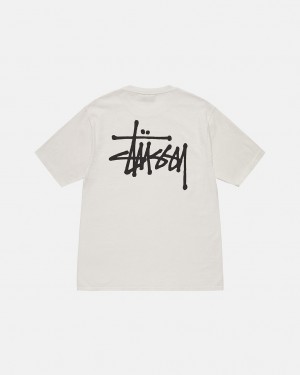 Beige Stussy Basic Stussy Tee Men's Tees Jakarta | Indonesia WUM-2249