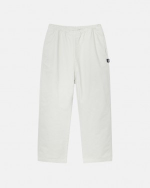 Beige Stussy Beach Pant Brushed Cotton Men's Pants Jakarta | Indonesia PSE-9089