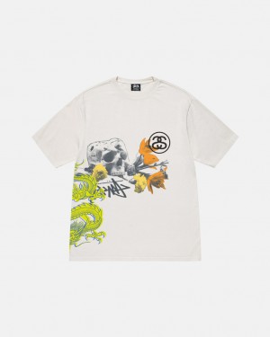 Beige Stussy Strike Pigment Dyed Tee Men's Tees Jakarta | Indonesia NEX-0488