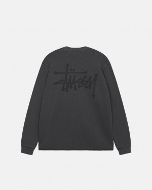 Black Stussy Basic Stock Ls Thermal Men's Tops Jakarta | Indonesia UKL-6731