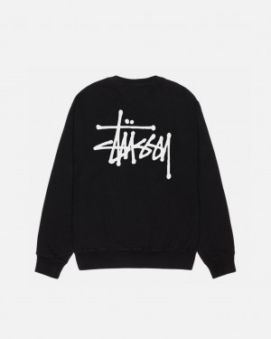 Black Stussy Basic Stüssy Pigment Dyed Crew Women's Sweatshirts Jakarta | Indonesia HJR-1015