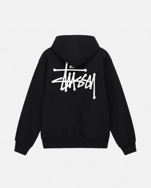 Black Stussy Basic Stussy Hoodie Men's Hoodie Jakarta | Indonesia ARX-8780