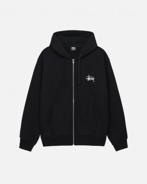 Black Stussy Basic Stussy Zip Hoodie Women's Hoodie Jakarta | Indonesia OTE-2694