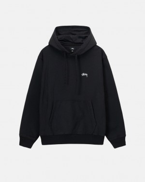 Black Stussy Overdyed Stock Logo Hoodie Men's Hoodie Jakarta | Indonesia QHC-7070