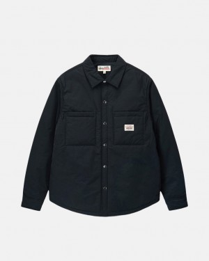 Black Stussy Padded Tech Over Shirt Men's Shirt Jackets Jakarta | Indonesia BJU-3200