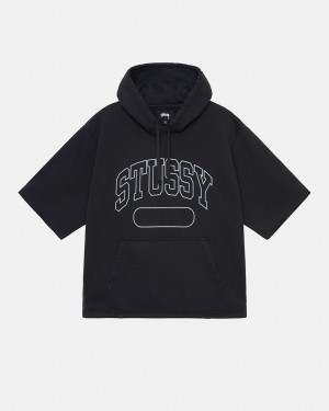 Black Stussy Ss Boxy Cropped Hoodie Women's Hoodie Jakarta | Indonesia LIV-4807