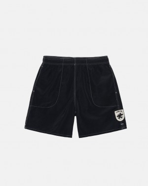 Black Stussy Surfman Patch Water Short Men's Swimwear Jakarta | Indonesia AWC-8600