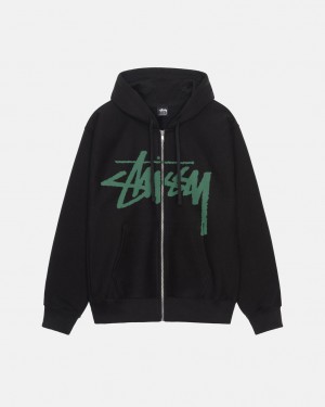 Black Stussy Venus Zip Hood Men's Sweatshirts Jakarta | Indonesia WEH-6443