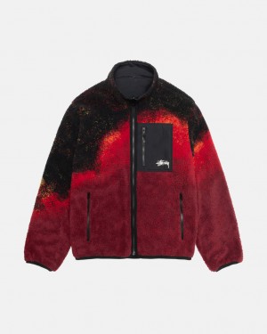 Black / Red Stussy Sherpa Reversible Jacket Women's Jackets Jakarta | Indonesia IOC-4840