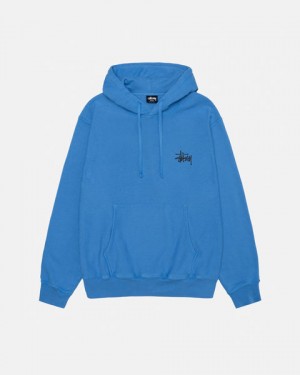 Blue Stussy Basic Stussy Hoodie Pigment Dyed Men's Hoodie Jakarta | Indonesia TEJ-2945