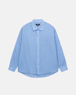 Blue Stussy Light Weight Classic Shirt Men's Shirts Jakarta | Indonesia ACS-3042