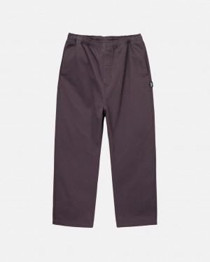 Burgundy Stussy Brushed Beach Pant Men's Pants Jakarta | Indonesia BIV-5571