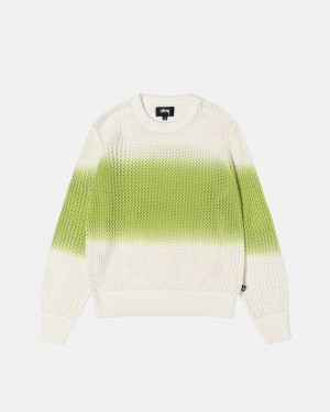 Dark Green Stussy Pigment Dyed Loose Gauge Knit Sweater Men's Sweaters Jakarta | Indonesia ALS-7608