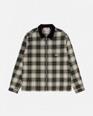 Dark Grey Stussy Frank Plaid Zip Shirt Women's Shirts Jakarta | Indonesia XFK-2962