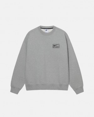 Dark Grey Stussy Fleece Crew Women's Sweatshirts Jakarta | Indonesia AJZ-7932