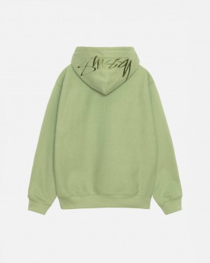 Green Stussy Back Hood Applique Hood Women's Sweatshirts Jakarta | Indonesia SVE-3276