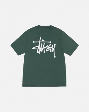 Green Stussy Basic Stussy Tee Pigment Dyed Women's Tees Jakarta | Indonesia FDY-6858