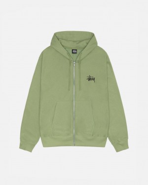 Green Stussy Basic Stussy Zip Hood Men's Sweatshirts Jakarta | Indonesia VDR-6850