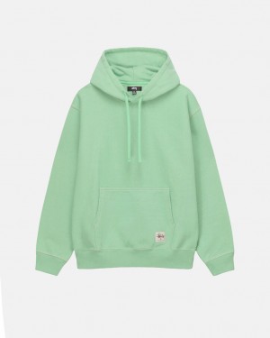 Green Stussy Contrast Stitch Label Hood Men's Sweatshirts Jakarta | Indonesia JGF-9492