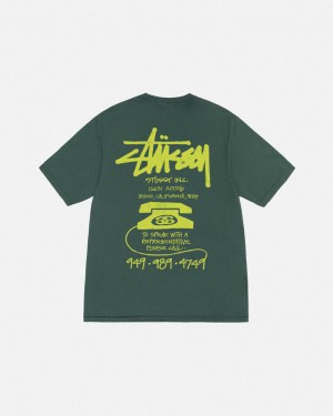 Green Stussy Old Phone Tee Pigment Dyed Men's Tees Jakarta | Indonesia NWO-1011