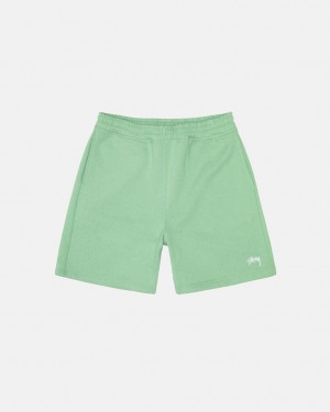 Green Stussy Stock Logo Sweatshort Men's Sweatshorts Jakarta | Indonesia CQH-2442