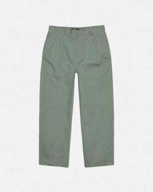 Green Stussy Workgear Trouser Twill Women's Pants Jakarta | Indonesia EUM-3300