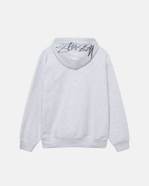 Grey Stussy Back Hood Applique Hoodie Women's Hoodie Jakarta | Indonesia CZV-1903