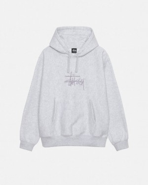 Grey Stussy Basic Applique Hoodie Men's Hoodie Jakarta | Indonesia HBW-4094