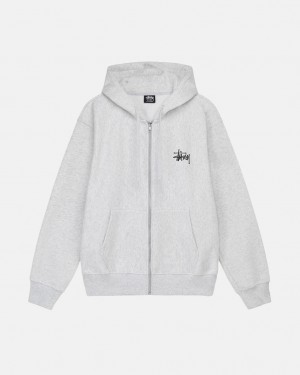 Grey Stussy Basic Stussy Zip Hoodie Men's Hoodie Jakarta | Indonesia ELG-7320