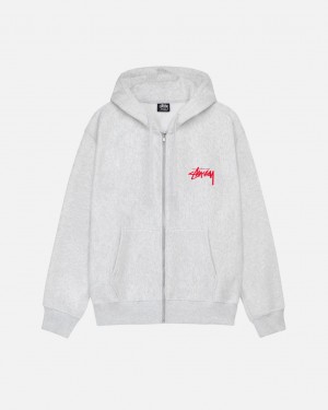 Grey Stussy Skate Tough Zip Hoodie Men's Hoodie Jakarta | Indonesia CFS-1559