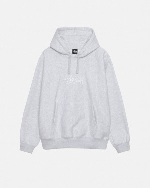 Grey Stussy Stock Logo Applique Hoodie Men's Hoodie Jakarta | Indonesia ZFU-4127