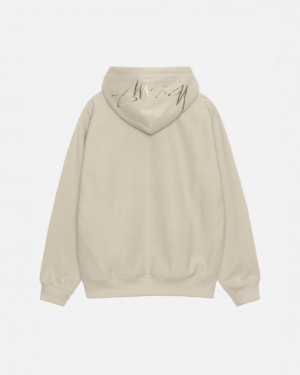 Khaki Stussy Back Hood Applique Hood Men's Sweatshirts Jakarta | Indonesia YYX-6172