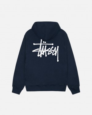 Navy Stussy Basic Stussy Hoodie Men's Hoodie Jakarta | Indonesia BVT-1477