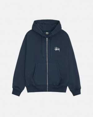 Navy Stussy Basic Stussy Zip Hoodie Men's Hoodie Jakarta | Indonesia LMY-6166