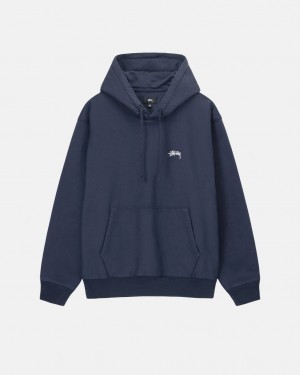 Navy Stussy Overdyed Stock Logo Hoodie Men's Hoodie Jakarta | Indonesia CVW-5070