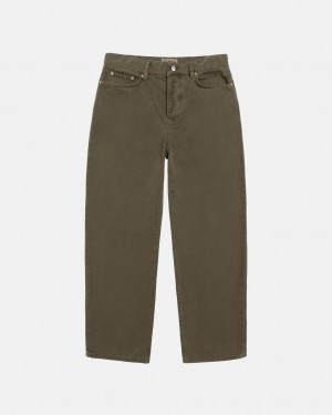 Olive Stussy Big Ol' Jean Washed Canvas Men's Denim Jakarta | Indonesia TOV-9036