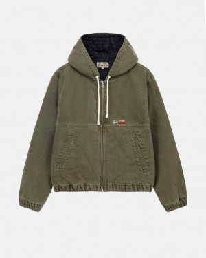 Olive Stussy Work Jacket Insulated Canvas Women's Jackets Jakarta | Indonesia PGD-5564