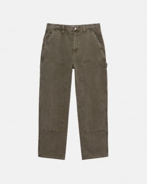 Olive Stussy Work Pant Canvas Men's Pants Jakarta | Indonesia ZYG-2996