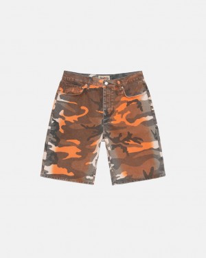 Orange Camo Stussy Spray Dye Big Ol' Shorts Women's Shorts Jakarta | Indonesia JHS-5341