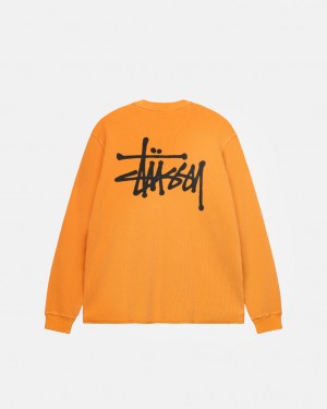 Orange Stussy Basic Stock Ls Thermal Men's Tops Jakarta | Indonesia MHI-2135