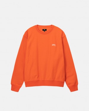 Orange Stussy Overdyed Stock Logo Crew Men's Sweatshirts Jakarta | Indonesia NHZ-1026