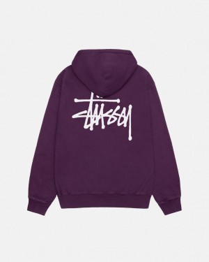 Purple Stussy Basic Stussy Hoodie Pigment Dyed Men's Hoodie Jakarta | Indonesia TJT-1844