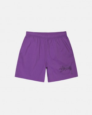 Purple Stussy Big Stock Nylon Short Men's Shorts Jakarta | Indonesia QPU-3258