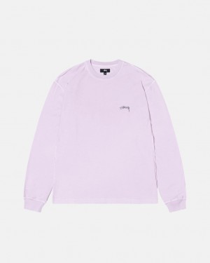 Purple Stussy Lazy Ls Tee Men's Tees Jakarta | Indonesia OVR-0827