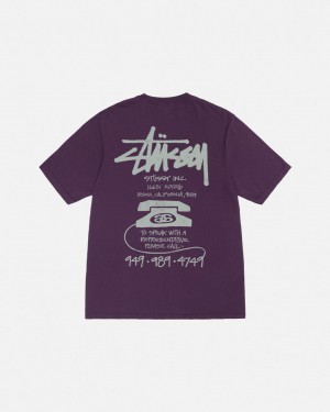 Purple Stussy Old Phone Tee Pigment Dyed Men's Tees Jakarta | Indonesia NQB-5386