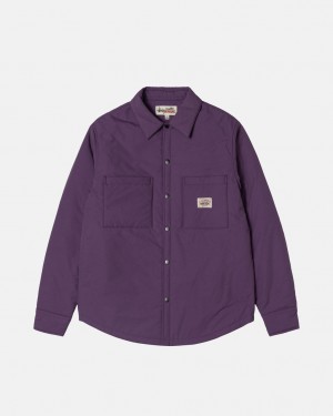 Purple Stussy Padded Tech Over Shirt Men's Shirts Jakarta | Indonesia ISS-7169