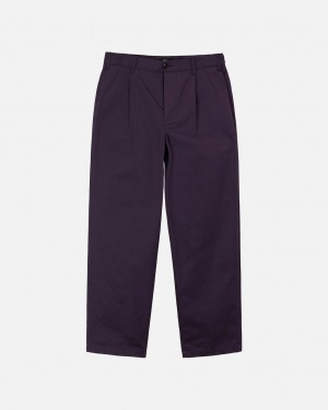 Purple Stussy Twill Volume Pleated Trouser Men's Pants Jakarta | Indonesia AJO-3473